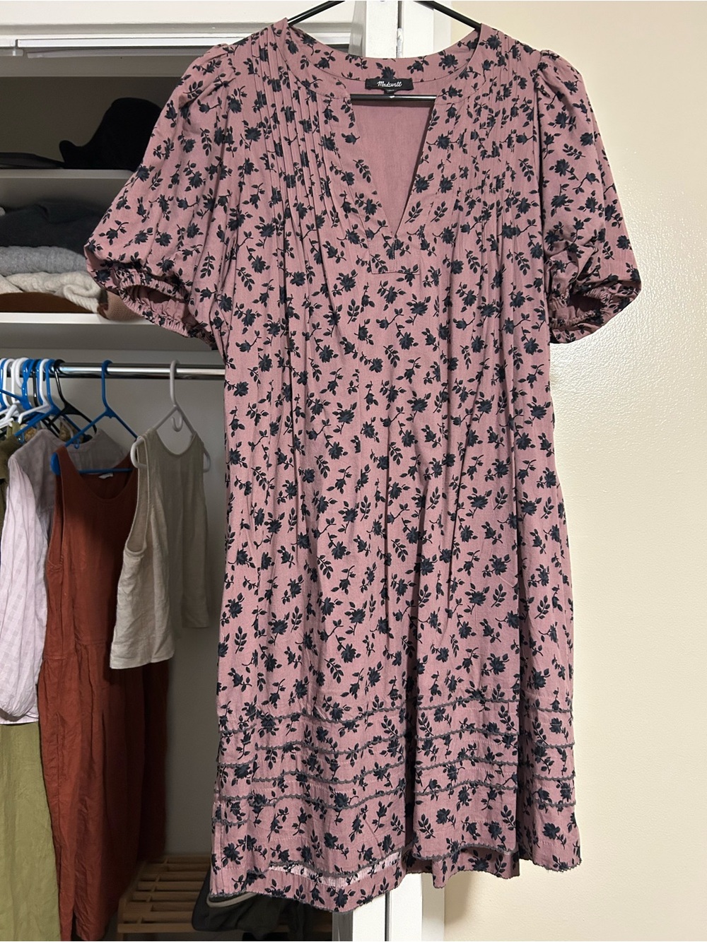 Madewell Rose Pink Floral V-Neck Mini Dress